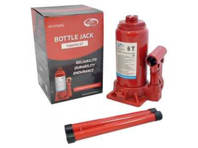 Домкрат гидравлический 6 т бутылочный, в коробке, красный от AUTOVIRAZH Домкрат гидравлический 6 т бутылочный, в коробке, красный