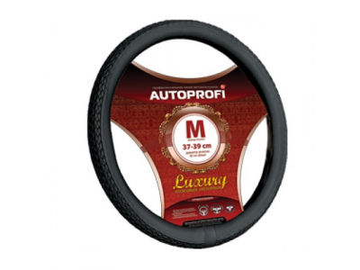 Оплетка "АВТОПРОФИ" нат.кожа "Luxury" цельноплетенная черная AP-800 BK M1/20