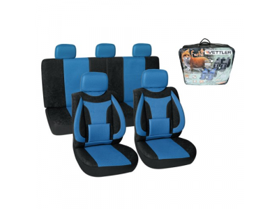 Чехлы автомобильные универс полиэстр+вельвет,черное-синий 9пр ЛИСА 2 VETTLER от VETTLER Чехлы автомобильные универс полиэстр+вельвет,черное-синий 9пр ЛИСА 2 VETTLER
