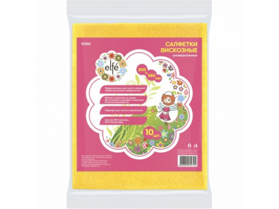 Салфетки вискозные универсальные 300*380 мм, 10 шт. ТМ Elfe Россия от Elfe Салфетки вискозные универсальные 300*380 мм, 10 шт. ТМ Elfe Россия