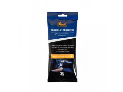 Салфетки влажные для автосалона и интерьера 30 (шт.) от KRAFT Салфетки влажные для автосалона и интерьера 30 (шт.)
