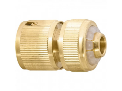 Соединитель латунный быстросъемный для шланга 1/2", аквастоп// PALISAD от PALISAD Соединитель латунный быстросъемный для шланга 1/2", аквастоп// PALISAD