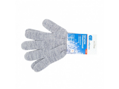 Перчатки трикотажные, акрил, серое мулине, оверлок Россия Сибртех