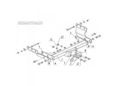 Фаркоп на Ford Transit минивэн/фургон 2000г.-по н.в. от AvtoS Фаркоп на Ford Transit минивэн/фургон 2000г.-по н.в.