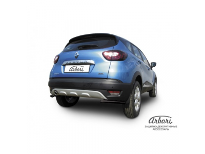 Защита заднего бампера "уголки" Arbori d42 черные RENAULT KAPTUR 2016-