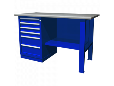 Верстак с одной тумбой — тумба с 6 ящиками, 1390х686х845 мм от OMBRA Верстак с одной тумбой — тумба с 6 ящиками, 1390х686х845 мм