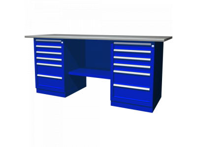 Верстак с двумя тумбами — две тумбы с 6 ящиками, 1900х686х845 мм от OMBRA Верстак с двумя тумбами — две тумбы с 6 ящиками, 1900х686х845 мм