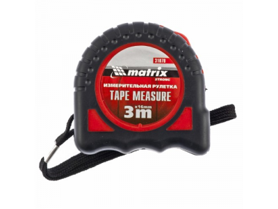 Рулетка Strong, 3 м х 16 мм, обрезиненный корпус// MATRIX от MATRIX Рулетка Strong, 3 м х 16 мм, обрезиненный корпус// MATRIX