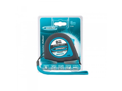 Рулетка "Ergonomisch", 8 м x 25 мм, магнитный обрезиненный зацеп// GROSS от GROSS Рулетка "Ergonomisch", 8 м x 25 мм, магнитный обрезиненный зацеп// GROSS
