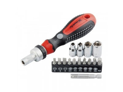 Отвёртка реверсивная с набором бит и насадок торцевых,CrV,1/4 от MATRIX Отвёртка реверсивная с набором бит и насадок торцевых,CrV,1/4