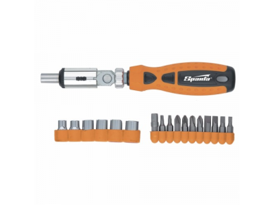 Отвертка реверсивная с шарниром, биты, торцевые головки, 18 шт.// SPARTA от SPARTA Отвертка реверсивная с шарниром, биты, торцевые головки, 18 шт.// SPARTA