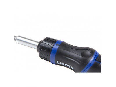 Отвертка трещоточная с поворотной ручкой и сменными вставками 1/4", 8 пр.