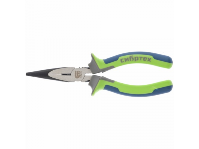 Длинногубцы прямые, 160 мм, фосфатирование, трехкомпонентные рукоятки СИБРТЕХ