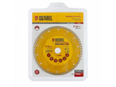 Диск алмазный отрезной Turbo, 180 х 22,2 мм., сухая резка DENZEL от DENZEL Диск алмазный отрезной Turbo, 180 х 22,2 мм., сухая резка DENZEL