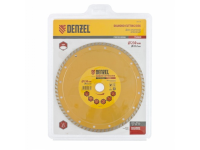 Диск алмазный отрезной Turbo, 230 х 22,2 мм., сухая резка DENZEL от DENZEL Диск алмазный отрезной Turbo, 230 х 22,2 мм., сухая резка DENZEL