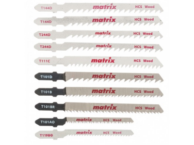 Набор полотен для электролобзика по дереву, 10 шт, T-SET1007 Matrix от MATRIX Набор полотен для электролобзика по дереву, 10 шт, T-SET1007 Matrix