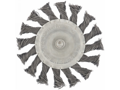 Щетка для дрели, 100 мм, плоская со шпилькой, крученая металлическая проволока // MATRIX от MATRIX Щетка для дрели, 100 мм, плоская со шпилькой, крученая металлическая проволока // MATRIX