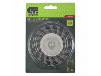 Щетка для дрели, 100 мм, плоская со шпилькой, крученая металлическая проволока // MATRIX от MATRIX Щетка для дрели, 100 мм, плоская со шпилькой, крученая металлическая проволока // MATRIX