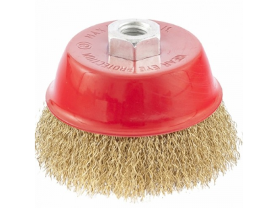 Щетка для УШМ, 75 мм, М14, "чашка", латунированная витая проволока// MATRIX от MATRIX Щетка для УШМ, 75 мм, М14, "чашка", латунированная витая проволока// MATRIX