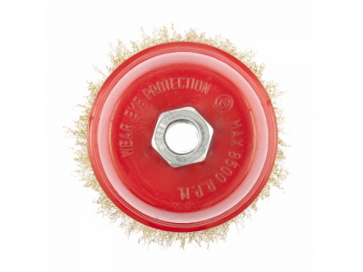 Щетка для УШМ, 100 мм, М14, "чашка", латунированная витая проволока// MATRIX от MATRIX Щетка для УШМ, 100 мм, М14, "чашка", латунированная витая проволока// MATRIX