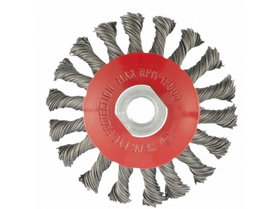 Щетка для УШМ, 100 мм, М14, "тарелка", крученая проволока 0,5 мм// MATRIX от MATRIX Щетка для УШМ, 100 мм, М14, "тарелка", крученая проволока 0,5 мм// MATRIX