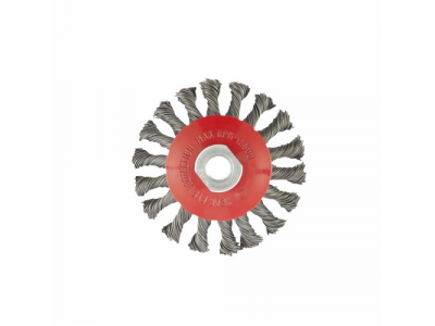 Щетка для УШМ, 100 мм, М14, "тарелка", крученая проволока 0,5 мм// MATRIX от MATRIX Щетка для УШМ, 100 мм, М14, "тарелка", крученая проволока 0,5 мм// MATRIX