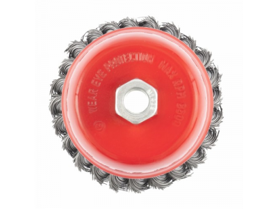 Щетка для УШМ, 100 мм, М14, "чашка", крученая проволока 0,5 мм// MATRIX от MATRIX Щетка для УШМ, 100 мм, М14, "чашка", крученая проволока 0,5 мм// MATRIX