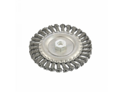 Щетка для УШМ 150 мм, М14, плоская, крученая проволока 0,8 мм// MTX от MATRIX Щетка для УШМ 150 мм, М14, плоская, крученая проволока 0,8 мм// MTX