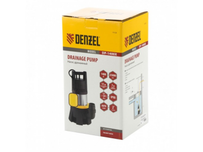 Дренажный насос DP1400X, 1400 Вт, подъем 11 м, 25000 л/ч Denzel от DENZEL Дренажный насос DP1400X, 1400 Вт, подъем 11 м, 25000 л/ч Denzel