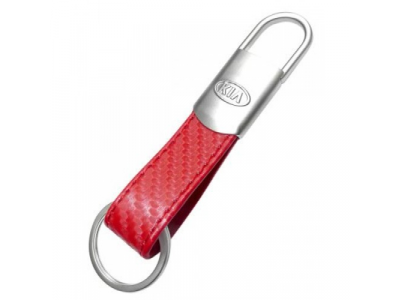 Кожаный брелок Kia Logo Keyring, Leather Red, артикул R8480AC507K