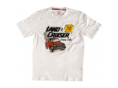 Футболка мужская Toyota Men's T-Shirt, Land Cruiser 70, White, артикул TMHRTTCM01S