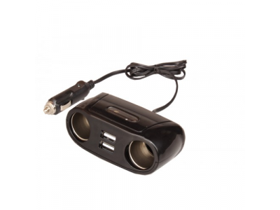 Разветвитель прикуривателя на 2 гнезда+2 USB 12/24 В «SKYBEAR» от SKYBEAR Разветвитель прикуривателя на 2 гнезда+2 USB 12/24 В «SKYBEAR»