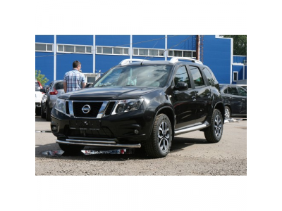 Защита переднего бампера труба d60/42 двойная, Nissan Terrano 2014-