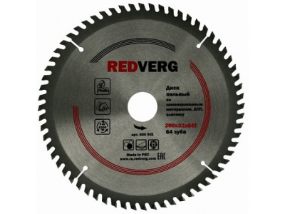 Диск пильный по ламинату RedVerg твердосплавный 200х32/30 мм, 64 зуба